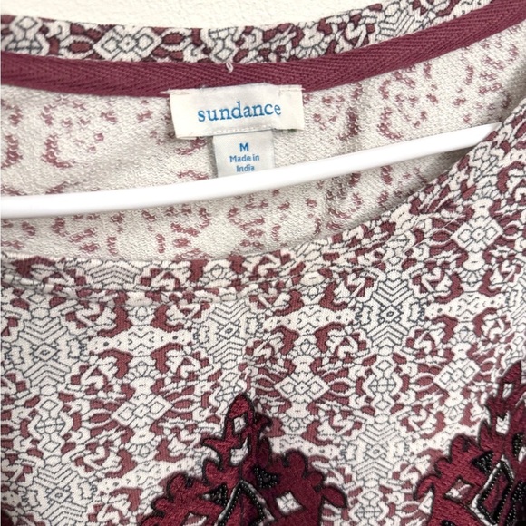 Sundance Neva Tapestry Beaded Top Red White Geometric Women Medium Casual Art - Picture 6 of 7